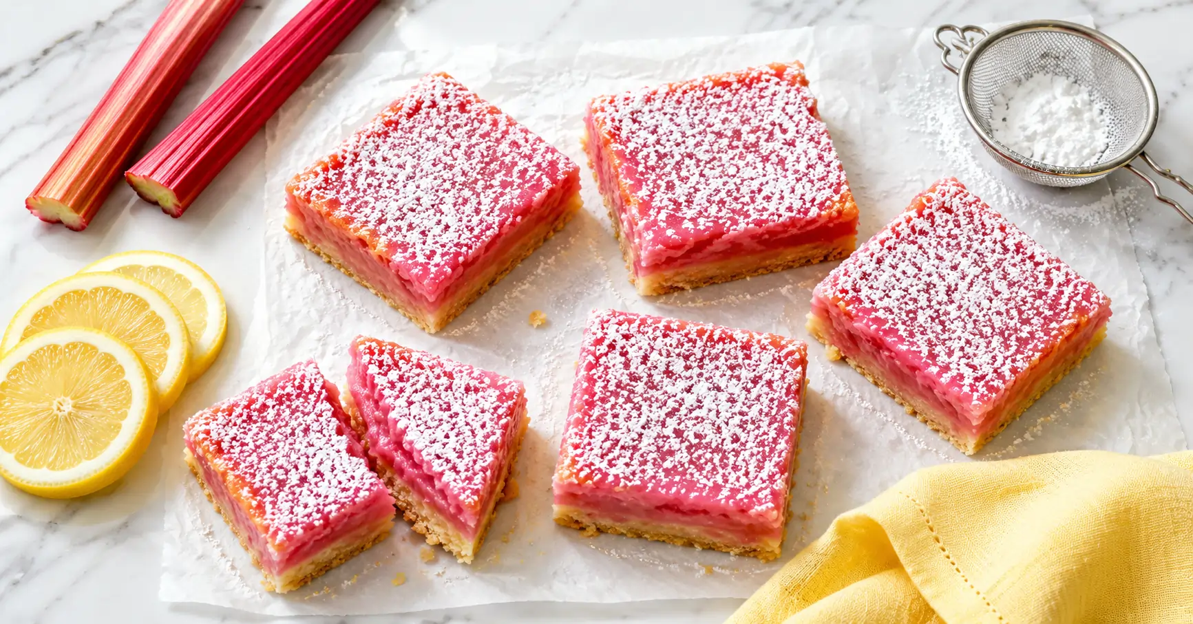 Homemade Lemon Rhubarb Bars Recipe