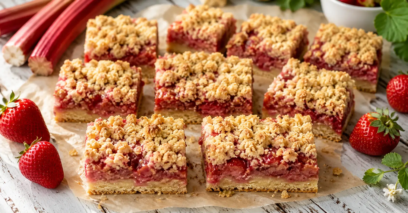 Strawberry Rhubarb Crumb Bars Recipe